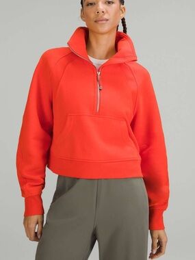 Lululemon Scuba Oversized Funnel Neck Half Zip in “solar orange”